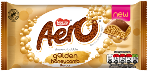Pack shot of Aero Golden Honeycomb Sharing Bar 90g