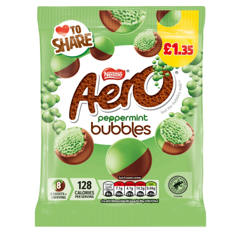 AERO® Bubbles Peppermint Mint Chocolate Bag 80g Pack Shot